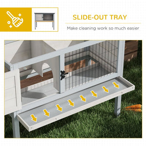 English Elm Pawhut Fir Wood Rabbit Hutch Elevated Outdoor Enclosure with Asphalt Roof Gray W2225P166387