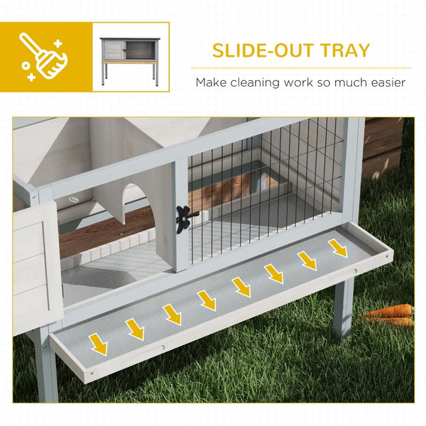 English Elm Pawhut Fir Wood Rabbit Hutch Elevated Outdoor Enclosure with Asphalt Roof Gray W2225P166387
