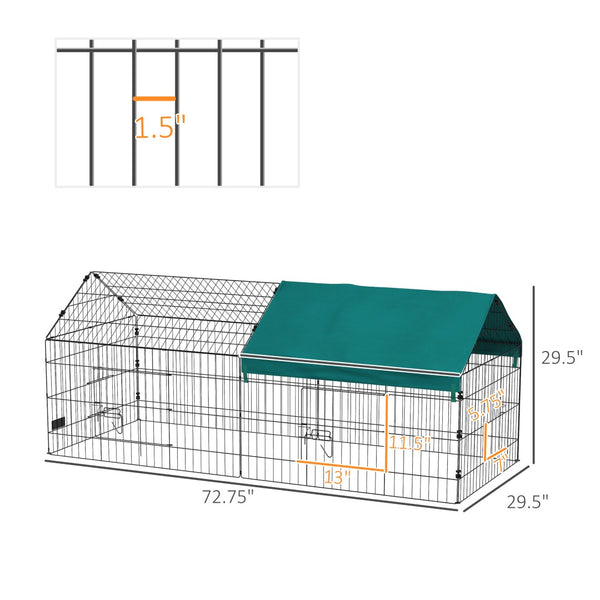 English Elm Pawhut Foldable Small Animal Playpen with Shade Roof Secure Outdoor Run Enclosure W2225P166415