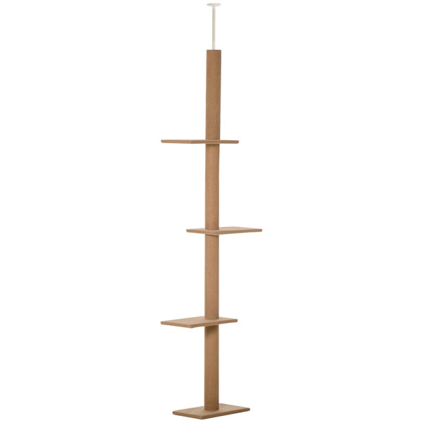 English Elm Pawhut Floor to Ceiling Cat Tower Sisal Scratching Posts Four Climbing Platforms W2225P166361