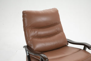 English Elm Swivel Power Recliner with Wood Armrests Faux Leather Lounge Chair for Living Room W547P147307