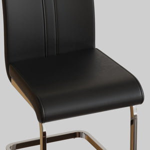 English Elm Modern High Back Pu Leather Dining Chairs Set of 4 with Chrome C Legs Cushioned Black W2189S00818