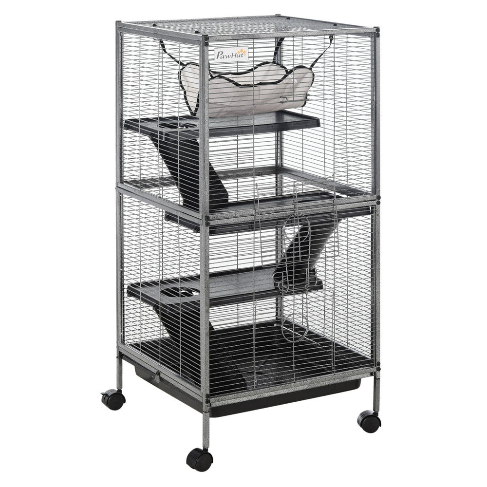 English Elm Pawhut Steel Flight Aviary on Wheels with Dual Sections and Slide Out Trays W2225P166408
