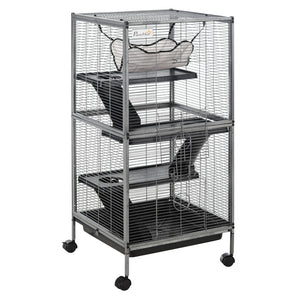 English Elm Pawhut Steel Flight Aviary on Wheels with Dual Sections and Slide Out Trays W2225P166408