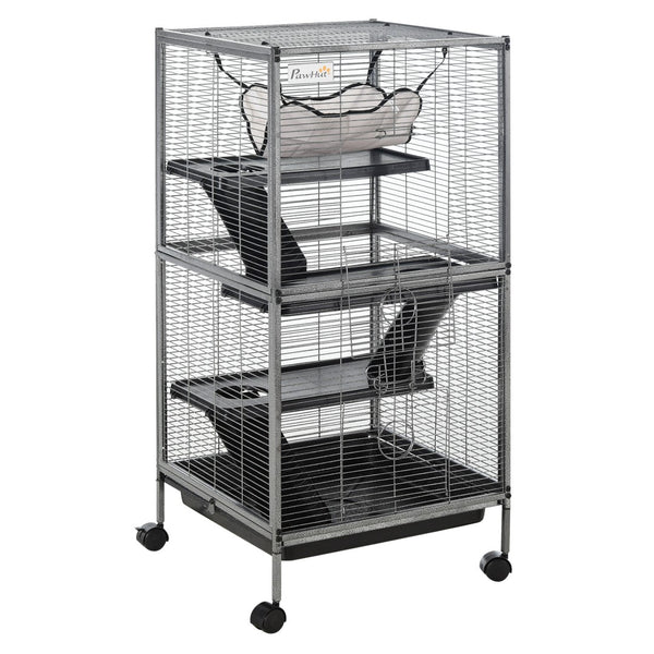 English Elm Pawhut Steel Flight Aviary on Wheels with Dual Sections and Slide Out Trays W2225P166408