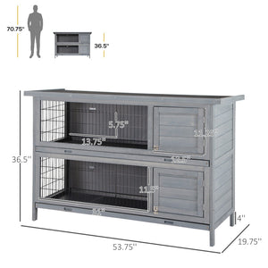 English Elm Pawhut Two Story Wooden Rabbit Hutch Waterproof Roof Lockable Doors Small Pet Habitat W2225P166395
