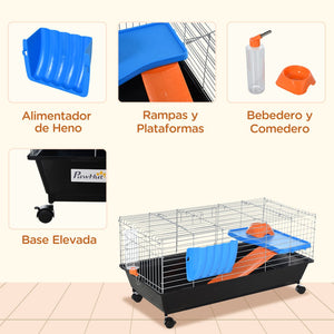 English Elm Pawhut Rolling Small Animal Cage Wire Enclosure for Rabbits Guinea Pigs Ferrets W2225P166409