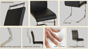 English Elm Modern Dining Chairs Set Of 4 - Pu Faux Leather Upholstered High Back With Stylish Metal Legs W2189133286