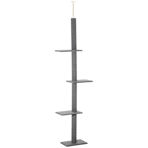 English Elm Pawhut Floor to Ceiling Cat Tower Sisal Scratching Posts Plush Climbing Activity Tree W2225P200783