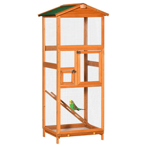 English Elm Pawhut Outdoor Fir Wood Aviary Large Bird Cage with Uv Resistant Finish and Slide Tray W2225P166373