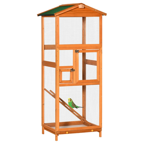 English Elm Pawhut Outdoor Fir Wood Aviary Large Bird Cage with Uv Resistant Finish and Slide Tray W2225P166373