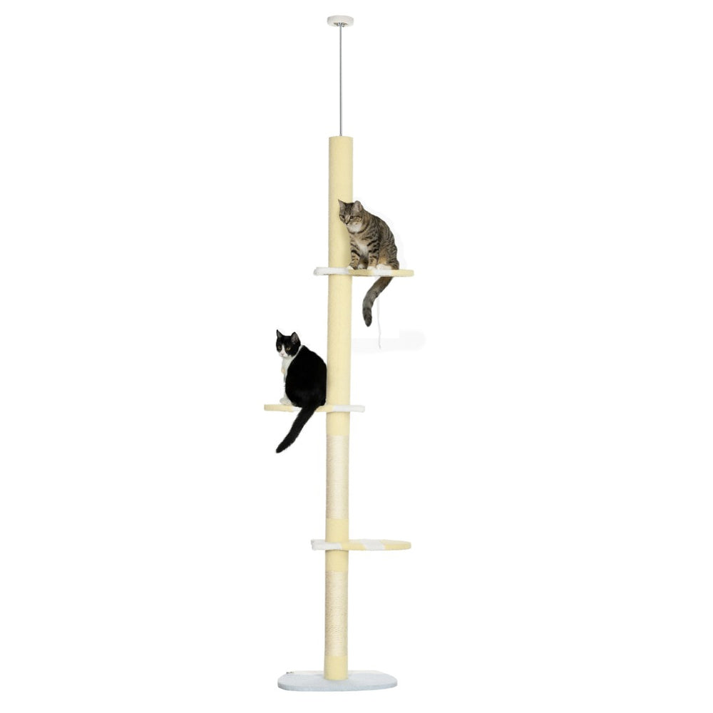 English Elm Pawhut Floor to Ceiling Adjustable Cat Tower with Sisal Posts and Plush Perches W2225P166364