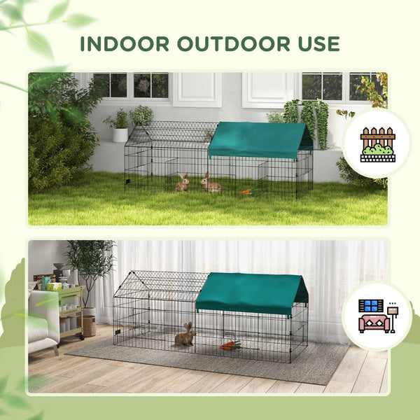 English Elm Pawhut Foldable Small Animal Playpen with Shade Roof Secure Outdoor Run Enclosure W2225P166415