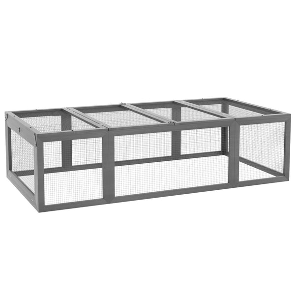 English Elm Pawhut Fir Wood Outdoor Rabbit Run Enclosure with Galvanized Wire and Lockable Access W2225P166393