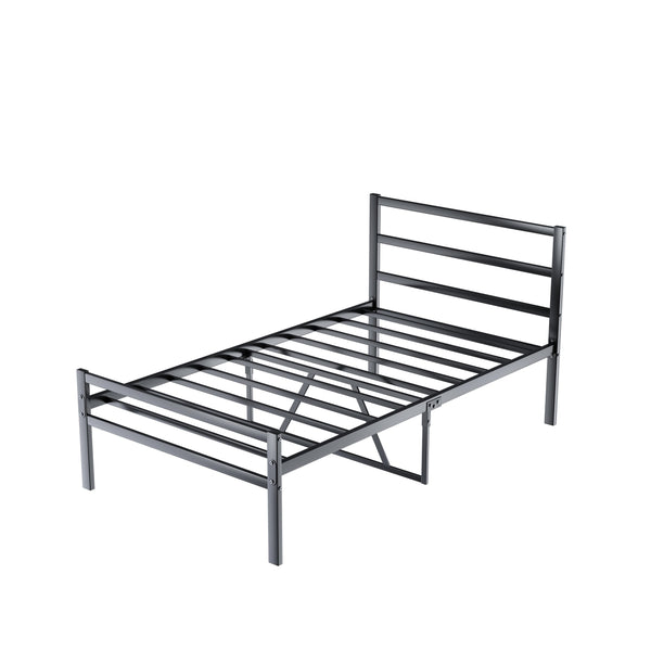 English Elm Metal Twin Platform Bed Frame With Headboard - Sturdy Steel Design, No Box Spring Needed, Easy Setup W578107706