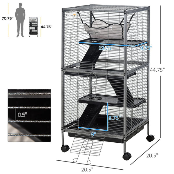 English Elm Pawhut Steel Flight Aviary on Wheels with Dual Sections and Slide Out Trays W2225P166408