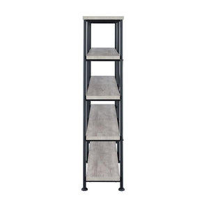English Elm 4-Shelf Open Bookcase In Grey Driftwood & Black Metal Frame - Mid-Century Modern Storage Solution B016P164661