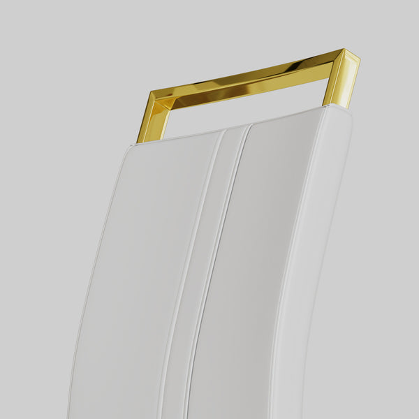 English Elm Modern Dining Chairs Set Of 4 - Elegant Pu Faux Leather High Back With Gold-Plated Metal Legs W2189133302