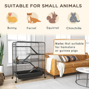 English Elm Pawhut 5-level Metal Small Animal Cage with Wheels Ramps and Removable Tray W2225P166414