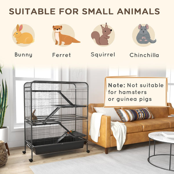 English Elm Pawhut 5-level Metal Small Animal Cage with Wheels Ramps and Removable Tray W2225P166414