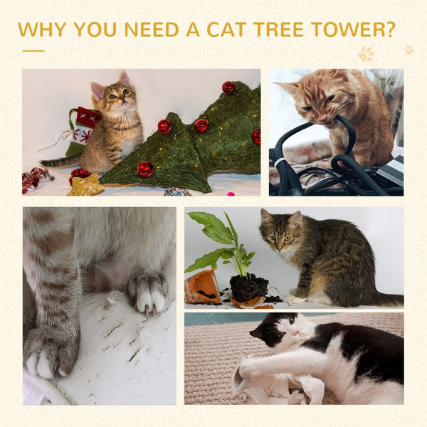 English Elm Pawhut Floor to Ceiling Adjustable Cat Tower with Sisal Posts and Plush Perches W2225P166357