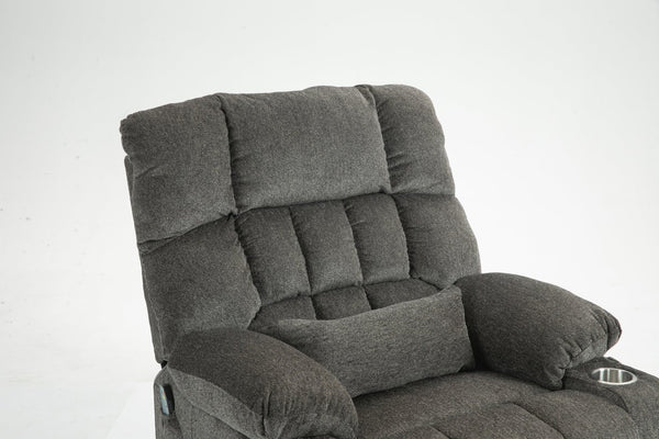 English Elm Lift Recliner Chair for Big and Tall with Velvet Cushion Heat Massage Power Motor W547S00048