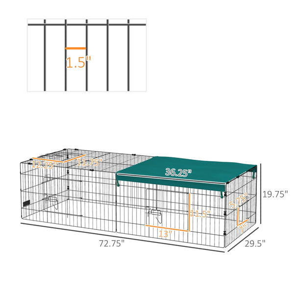 English Elm Pawhut Foldable Small Animal Playpen with Shade Roof Secure Outdoor Run Enclosure W2225P166417