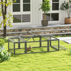 English Elm Pawhut Fir Wood Outdoor Rabbit Run Enclosure with Galvanized Wire and Lockable Access W2225P166393