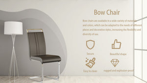 English Elm Modern High Back Pu Leather Dining Chairs Set of 4 with Chrome C Legs Cushioned Grey W2189S00828