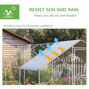 English Elm Pawhut Walk-in Galvanized Steel Chicken Run Spire Roof Uv Resistant Outdoor Enclosure W2225P166338