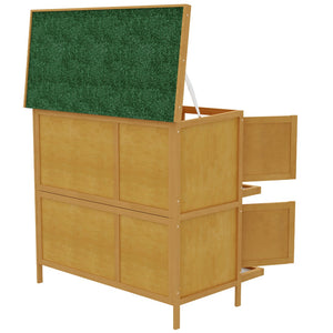 English Elm Pawhut Solid Fir Wood Rabbit Hutch Dual Compartment Weatherproof Outdoor Small Pet Home W2225P166390