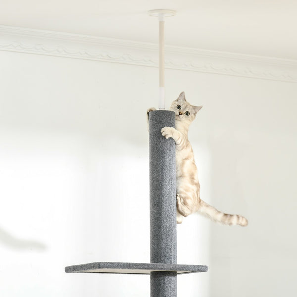 English Elm Pawhut Floor to Ceiling Cat Tower Sisal Scratching Posts Plush Climbing Activity Tree W2225P200783