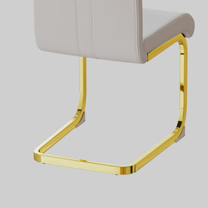 English Elm Modern Dining Chairs Set Of 2 - Pu Faux Leather High Back Side Chairs With Gold Legs For Style W2189133306