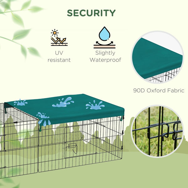 English Elm Pawhut Foldable Small Animal Playpen with Shade Roof Secure Outdoor Run Enclosure W2225P166417