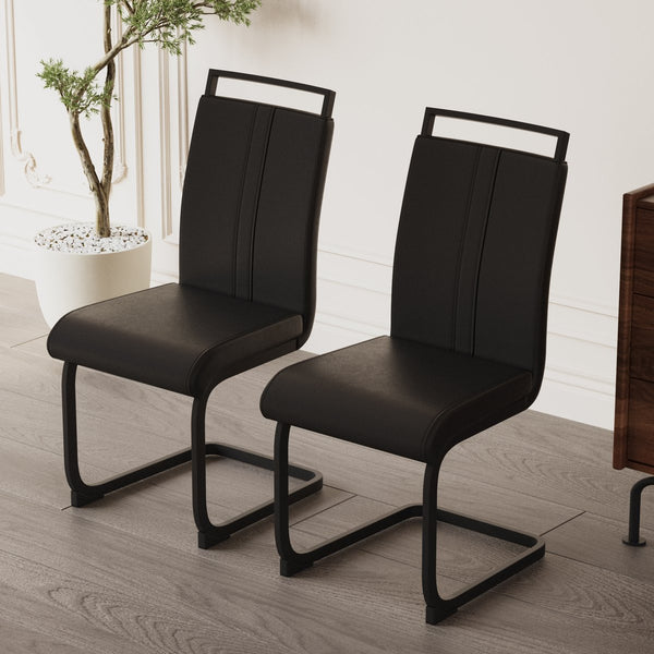 English Elm Modern Dining Chairs Set Of 4 - Stylish Pu Faux Leather Upholstered Side Chairs With C-Shaped Base W2189138535