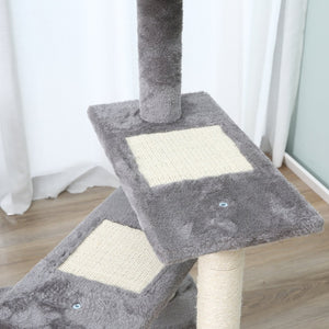 English Elm Pawhut Floor to Ceiling Adjustable Cat Tower with Sisal Posts and Plush Perches W2225P166357