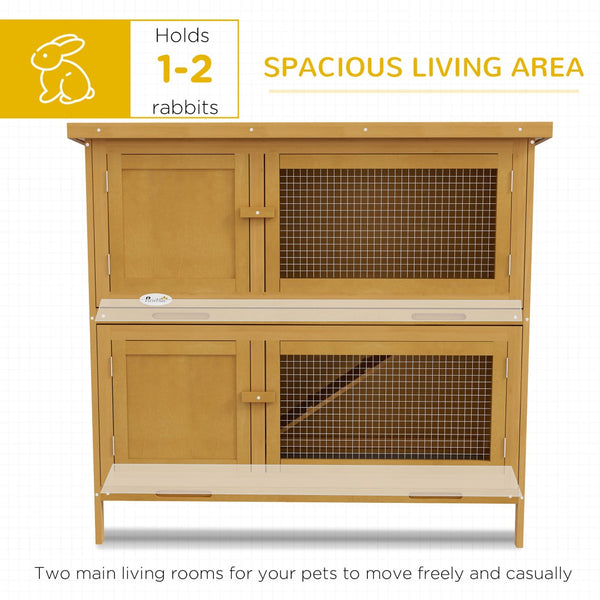 English Elm Pawhut Solid Fir Wood Rabbit Hutch Dual Compartment Weatherproof Outdoor Small Pet Home W2225P166390