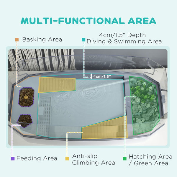 English Elm Pawhut Turtle Habitat Tank with 360 View Basking Zone and 3 Layer Filtration W2225P166399
