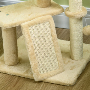 English Elm Pawhut 45 Inch Multi Level Cat Tower with Sisal Posts Condo Plush Perches and Ramp W2225P166367