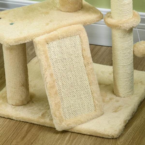 English Elm Pawhut 45 Inch Multi Level Cat Tower with Sisal Posts Condo Plush Perches and Ramp W2225P166367