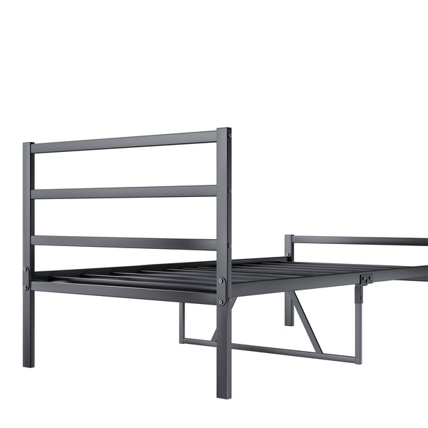English Elm Metal Twin Platform Bed Frame With Headboard - Sturdy Steel Design, No Box Spring Needed, Easy Setup W578107706