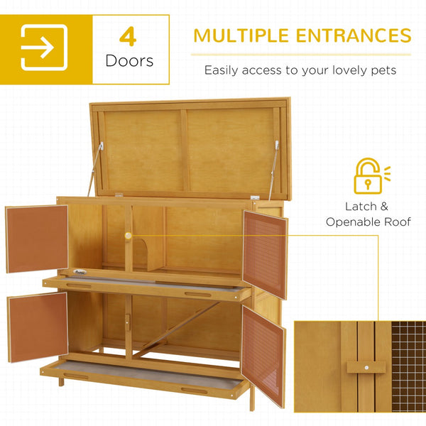 English Elm Pawhut Solid Fir Wood Rabbit Hutch Dual Compartment Weatherproof Outdoor Small Pet Home W2225P166390