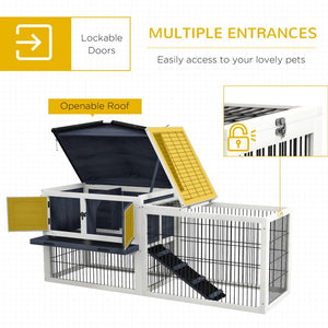 English Elm Pawhut Two Level Fir Wood Outdoor Rabbit Hutch with Weatherproof Shingled Roof and Ramp W2225P166388