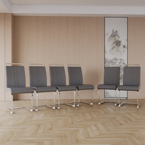 English Elm Modern Dining Chairs - Stylish Pu Leather Upholstered High Back Side Chairs With Metal Legs (Set Of 2) W2189P248184