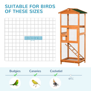 English Elm Pawhut Outdoor Fir Wood Aviary Large Bird Cage with Uv Resistant Finish and Slide Tray W2225P166373