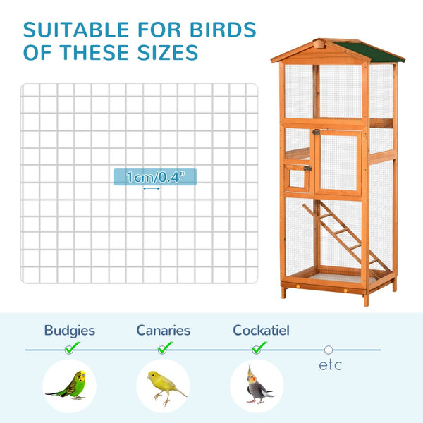 English Elm Pawhut Outdoor Fir Wood Aviary Large Bird Cage with Uv Resistant Finish and Slide Tray W2225P166373