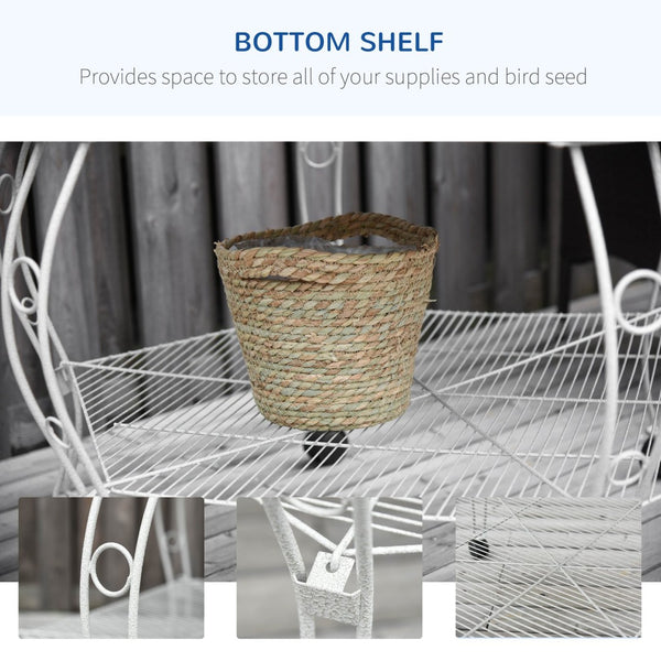 English Elm Pawhut 77 Inch Hexagonal Flight Aviary Iron Cage Rolling Stand Storage Shelf W2225P166447