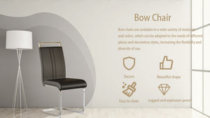 English Elm Modern High Back Pu Leather Dining Chairs Set of 4 with Chrome C Legs Cushioned Black W2189S00818