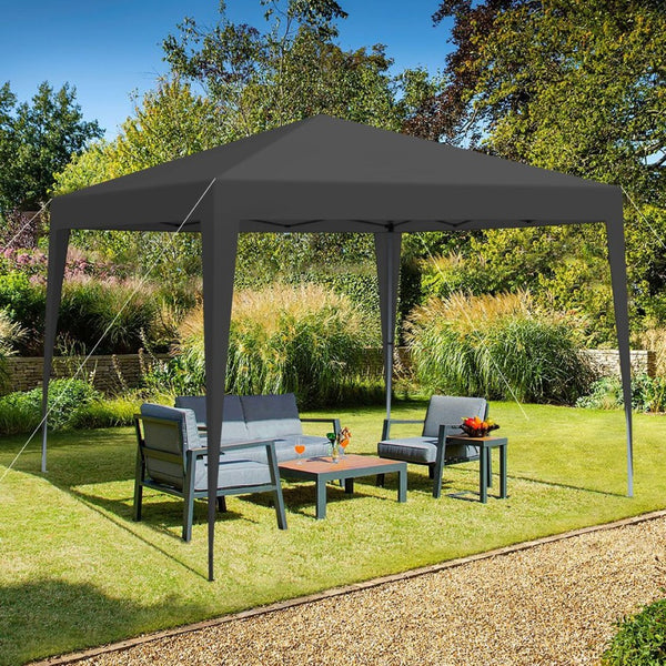 English Elm Outdoor 10x10 Pop up Canopy Gazebo with Sidewalls Mesh Windows Steel Frame Uv Roof Black W419P445709