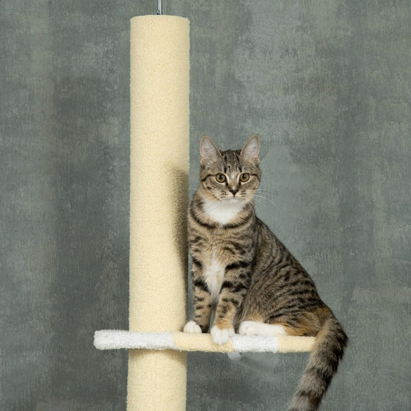 English Elm Pawhut Floor to Ceiling Adjustable Cat Tower with Sisal Posts and Plush Perches W2225P166364